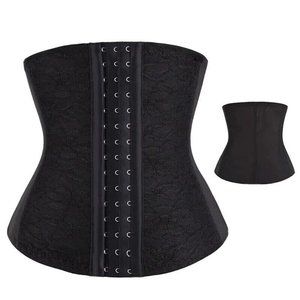 Women's Black Waist Trainer Lace Corset Shapewear, Sz L